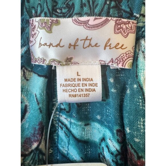 NWT Band Of The Free Large In Floral Print Boho Teal Red Aqua Maxi Skirt - Picture 3 of 16